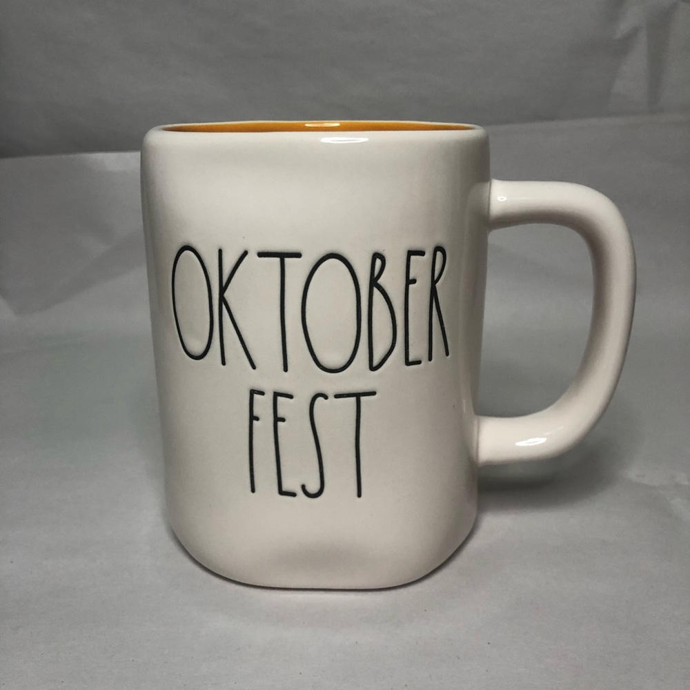 Rae Dunn “OKTOBER FEST” Ceramic mug Orange 🟠 interior